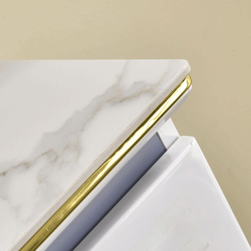 Glam Stone Chest 17.7" Wide Bedroom Chest in White with Drawers