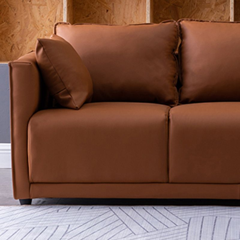 Contemporary Sofa with 2 Pillows Square Arm Living Room Settee