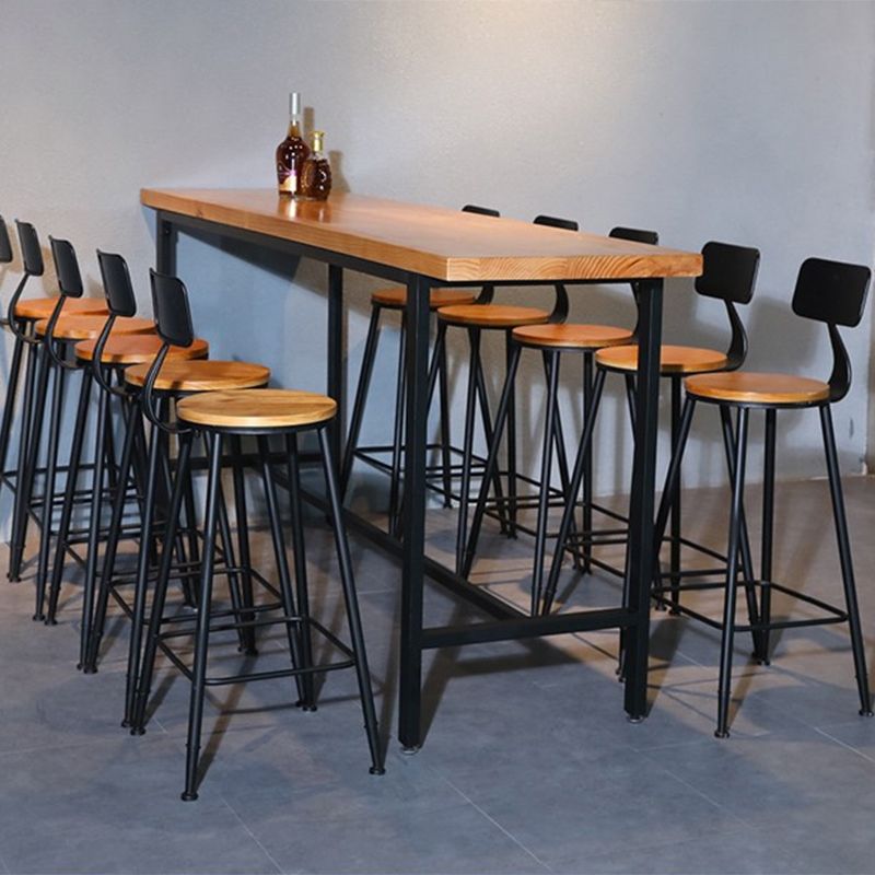 Industrial Indoor Rectangle Trestle Bar Table in Metal and Wood