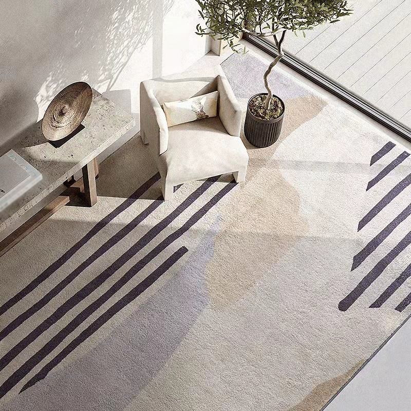 Fancy Stripe Print Teppich Freizeit Waschbarer Teppich Wohnzimmer Polyester Teppich mit rutschfestem Rücken