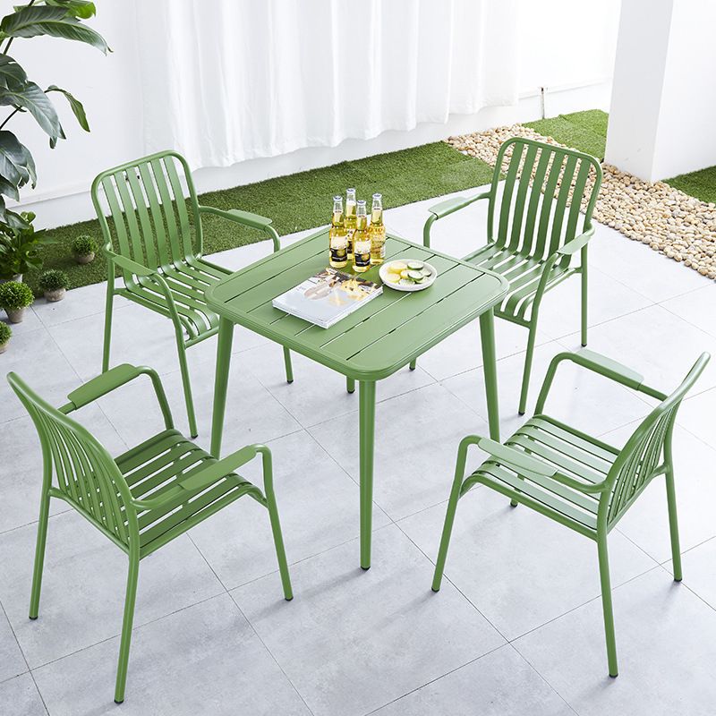 Green Contemporary Bistro Table Set 1/2/3/5 Pcs Metal Bistro Set for Small Places