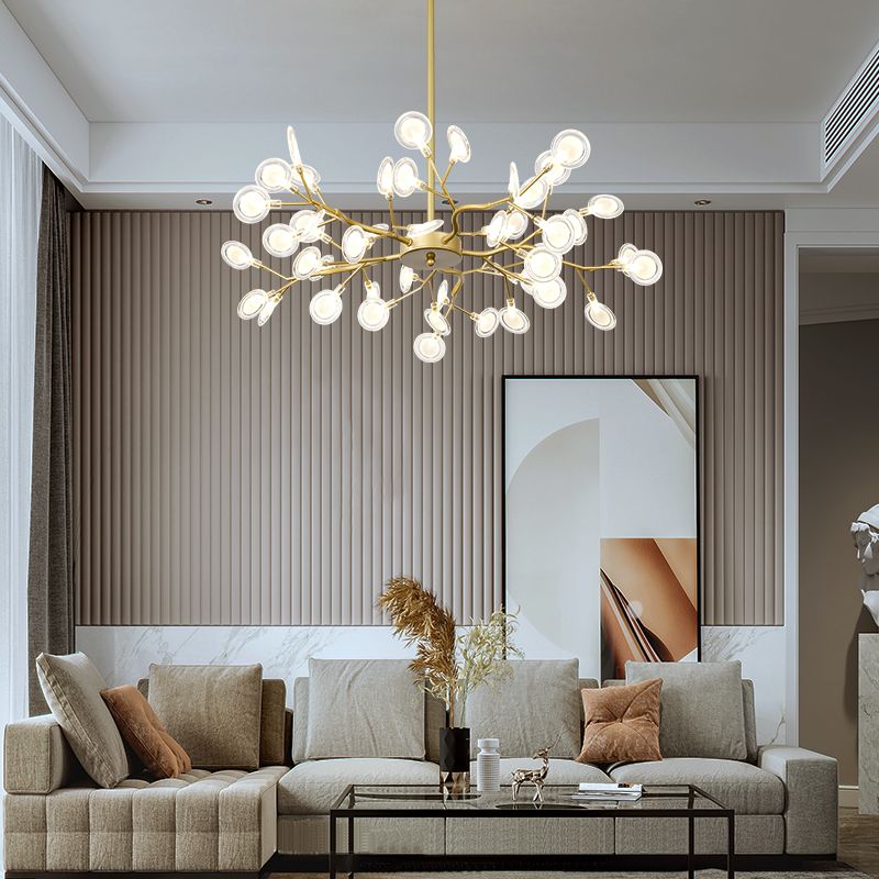 Light Luxury Style Pendant Chandelier Light Metal Chandelier in Gold Finish