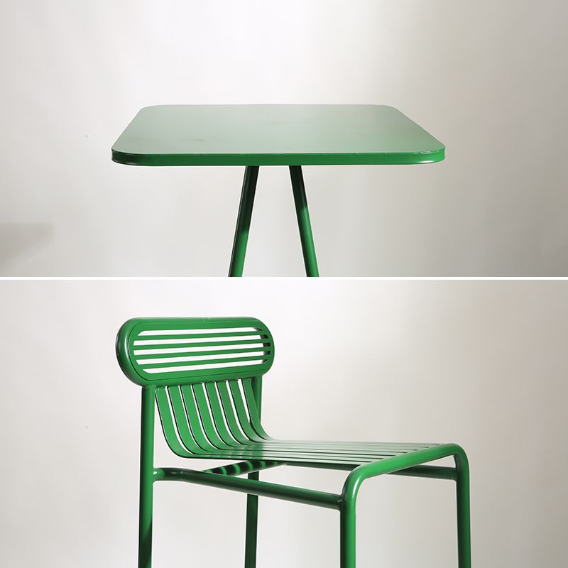 Industrial Square Bar Table Set 1/2 Pieces Pub Table with Iron Pedestal