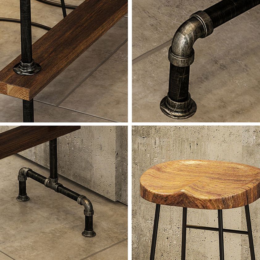 Industrial Pub Dining Set 1/4/7 Pieces Trestle Coffee Shop Wood Pub Table Set