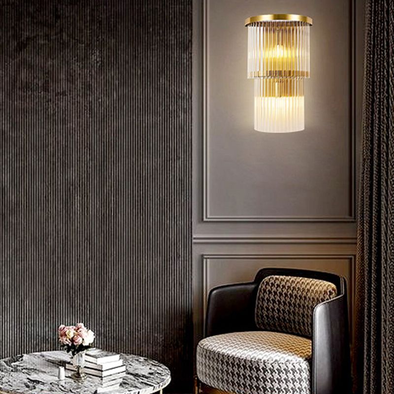 Modern Style Tiered Wall Sconce Crystal Sconces for Living Room