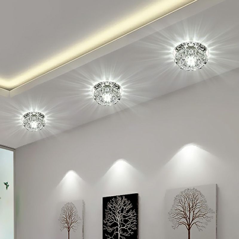 Crystal Flower LED Flush Mount Light Simplicity Clear Flush Mount Ceiling Light for Hallway