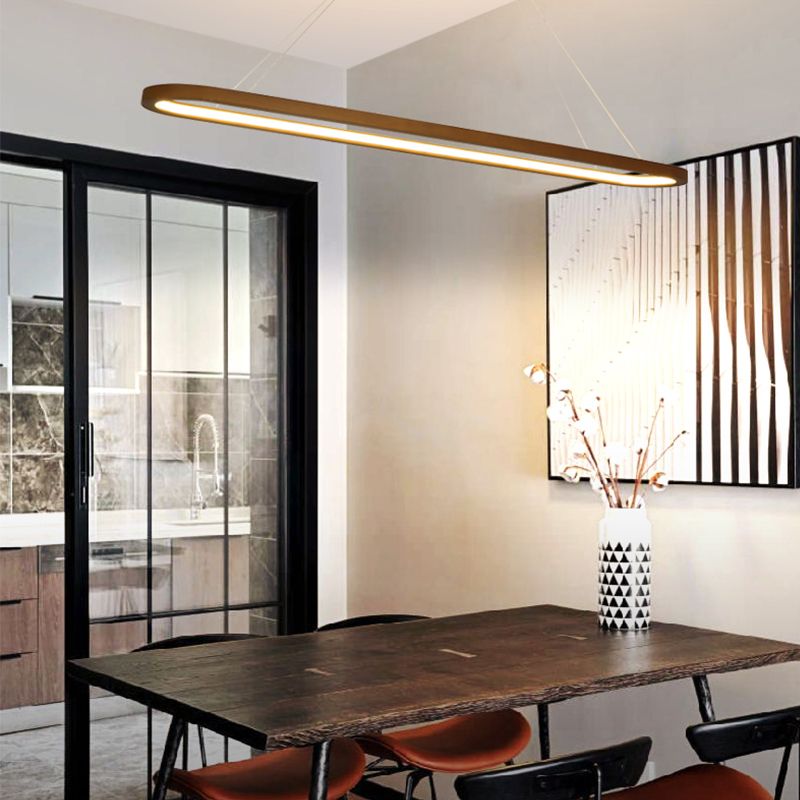 Contemporary Wood Kitchen Pendant Light Oval 1 Light Ceiling Pendant Light