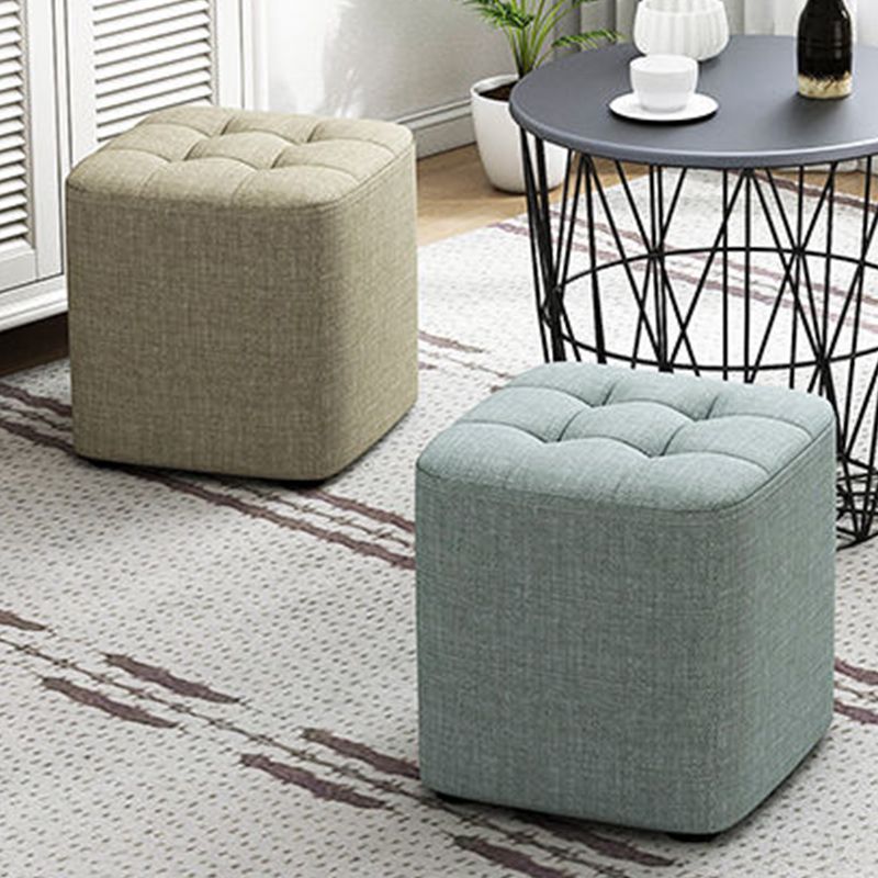 Square Pouf Ottoman Solid Color Tufted Fabric Fade Resistant Contemporary Pouf
