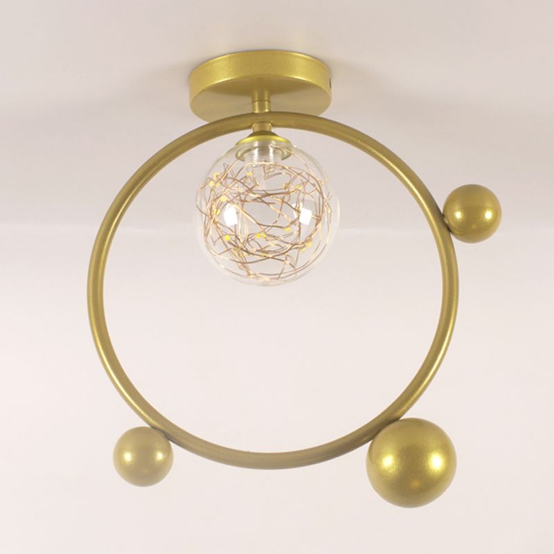 1 Light Spherical Ceiling Lamp Modern Style Glass Ceiling Lighting for Living Room