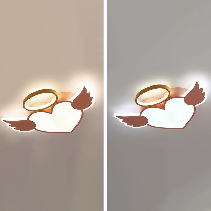 Kids Heart Flush Mount Metal Nordic Ceiling Light Fixture for Children's Room