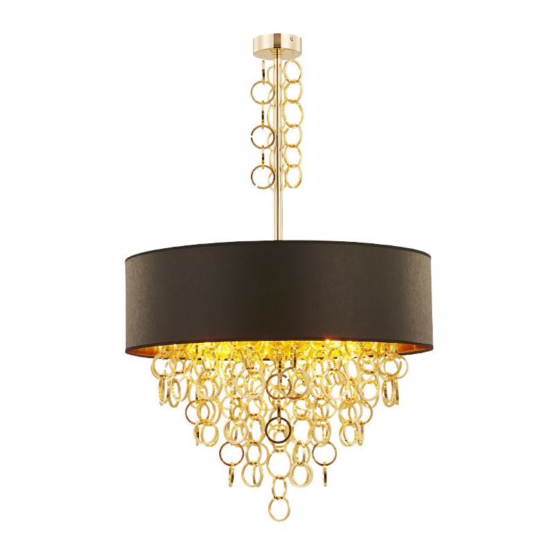 Simplicity Circular Chandelier Light Fixture Metal Living Room Ceiling Pendant Light in Black