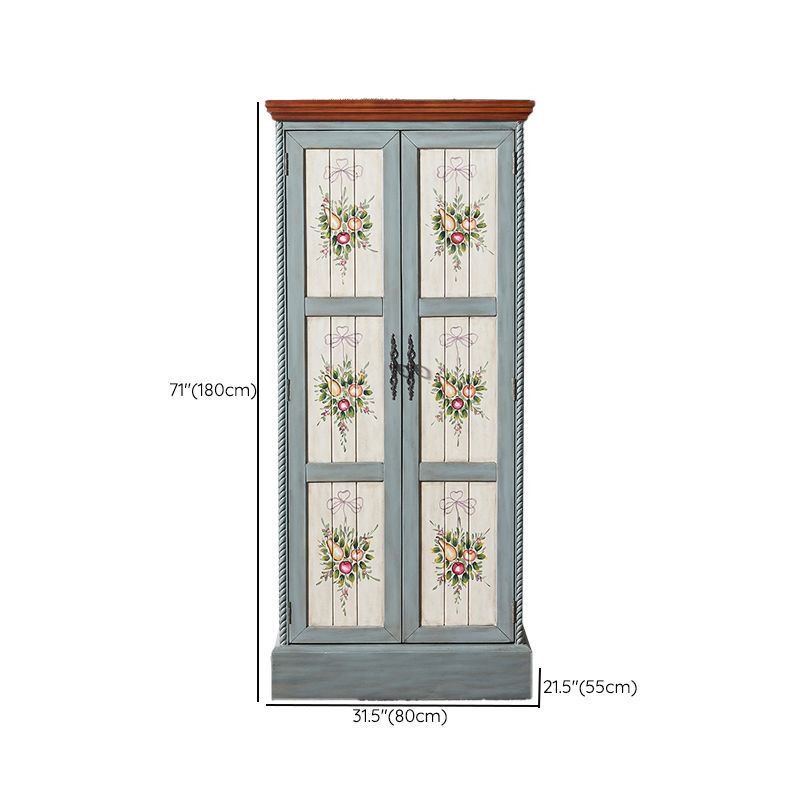 Cottage Style Bedroom Wardrobe Cabinet Wooden Storage Cabinet with Garment Rod