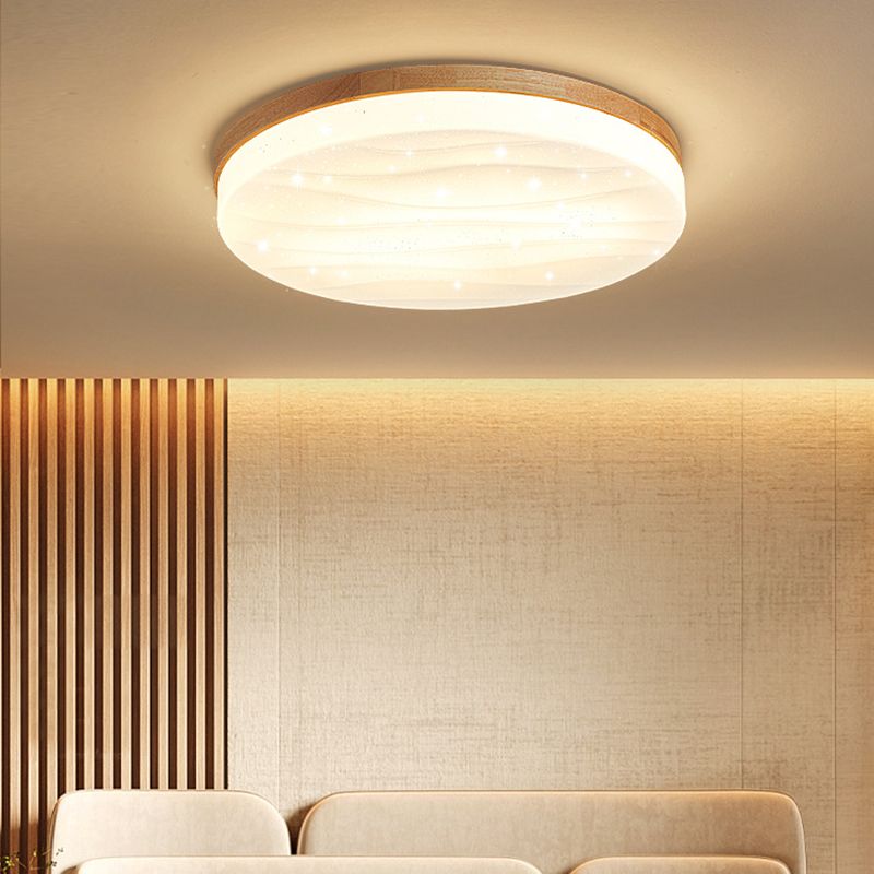 1-Light Round Shade Flush Mount Modern Simple Style Flush Mount Ceiling Light Fixture in Brown