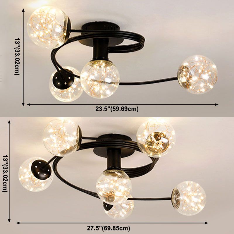 Plafonnier encastré à abat-jour rond multi-lumières de style moderne
