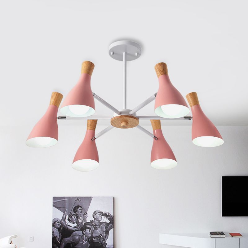 Cone Living Room Hanging Lights Metal 6 Bulbes de style moderne