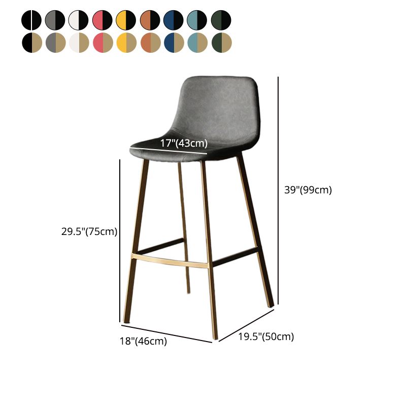 Modern Style Bar-stool Bucket Leather Seat Barstool with Footrest and Iron Legs