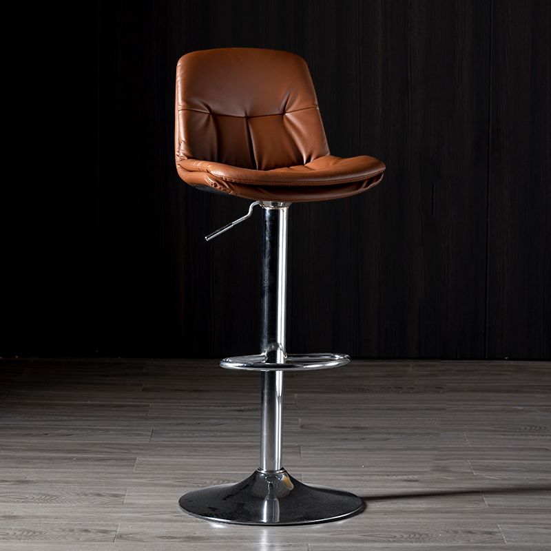 Iron Footrest Bar Stool Low Back Indoor Modern Adjustable Counter-height Stool