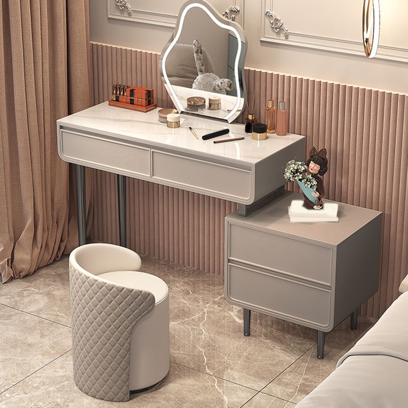 Minimalist Stone Top Vanity Table Modern Makeup Counter with 4 Drawers