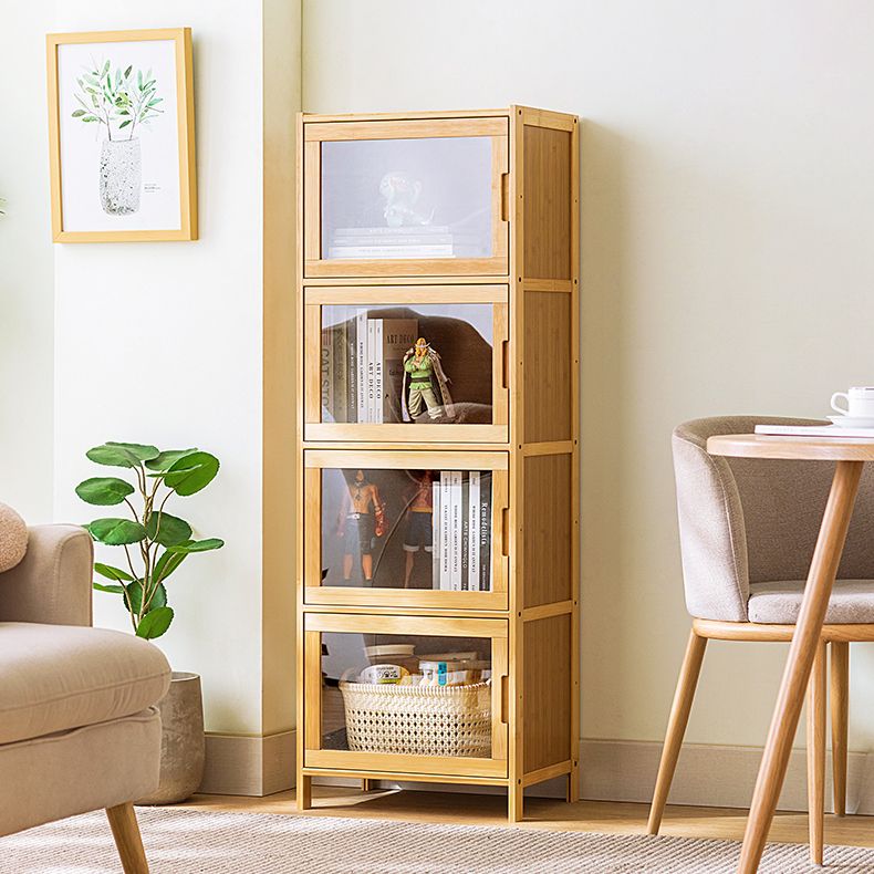 Contemporary Rectangle Storage Cabinet Natural Finish Accent Cabinet with Doors