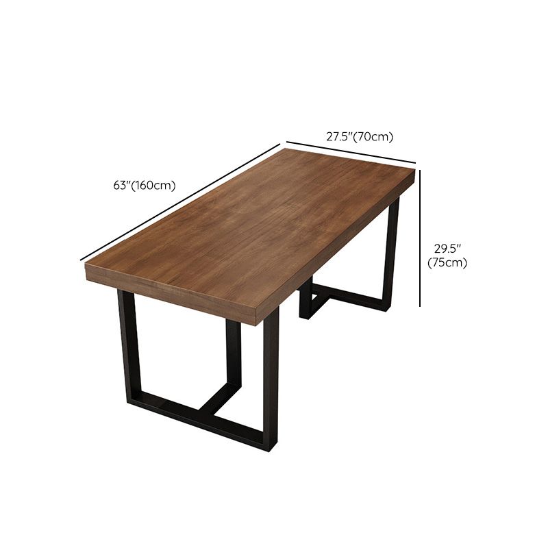 Industrial Dining Room Table Rectangle Solid Wood Dinette Table in Brown