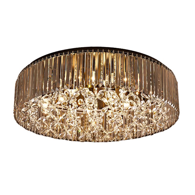 Zwart rond inbouwlicht eigentijds 4-kops driezijdige kristallen staafplafondlamp in wit licht
