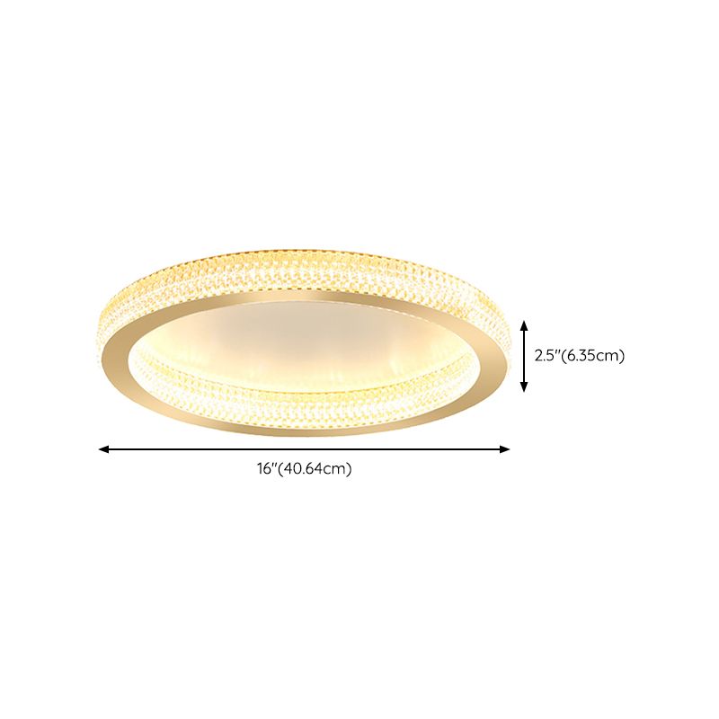 Single Golden Flush Mount Lighting Circle Glass LED Ceiling Light for Bedroom