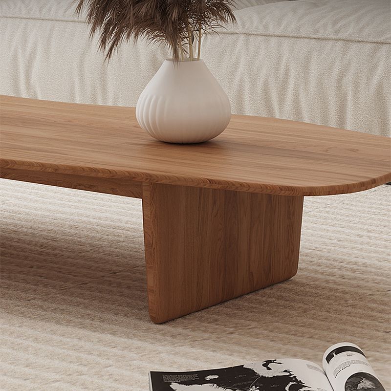 Solid Wood Coffee Table Free-Form Modern Cocktail Table with 2 Legs