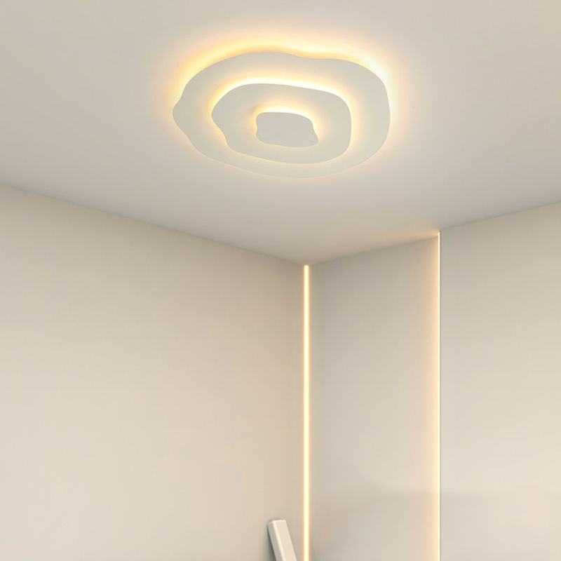 Lacquered Iron LED Ceiling Light in Modern Minimalist Style Acrylic Geometric Flush Mount in White