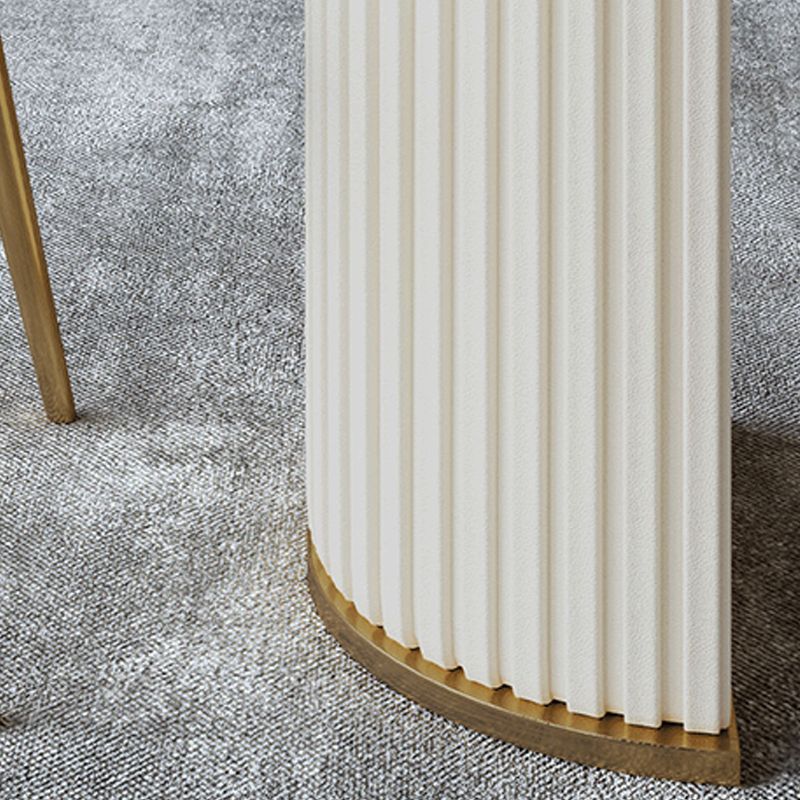 Luxury Sintered Stone Kitchen Table Oval Double Pedestal Dining Table