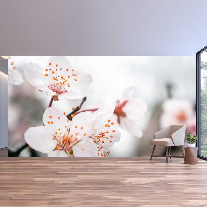 Chinese Style Blossom Flowers Wall Decals Waterproofing Mural, Custom Size