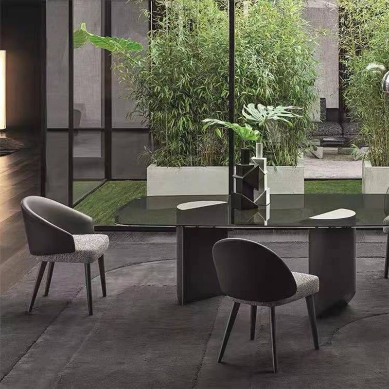 Contemporary Kitchen Parsons Chair Black Metal Legs Dining Chair