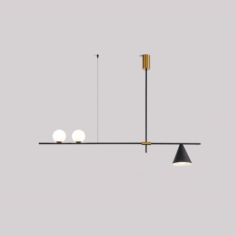 Multi - Light Kitchen Island Fixture Modern Iron and Glass Ceiling Pendant in Black / Gold