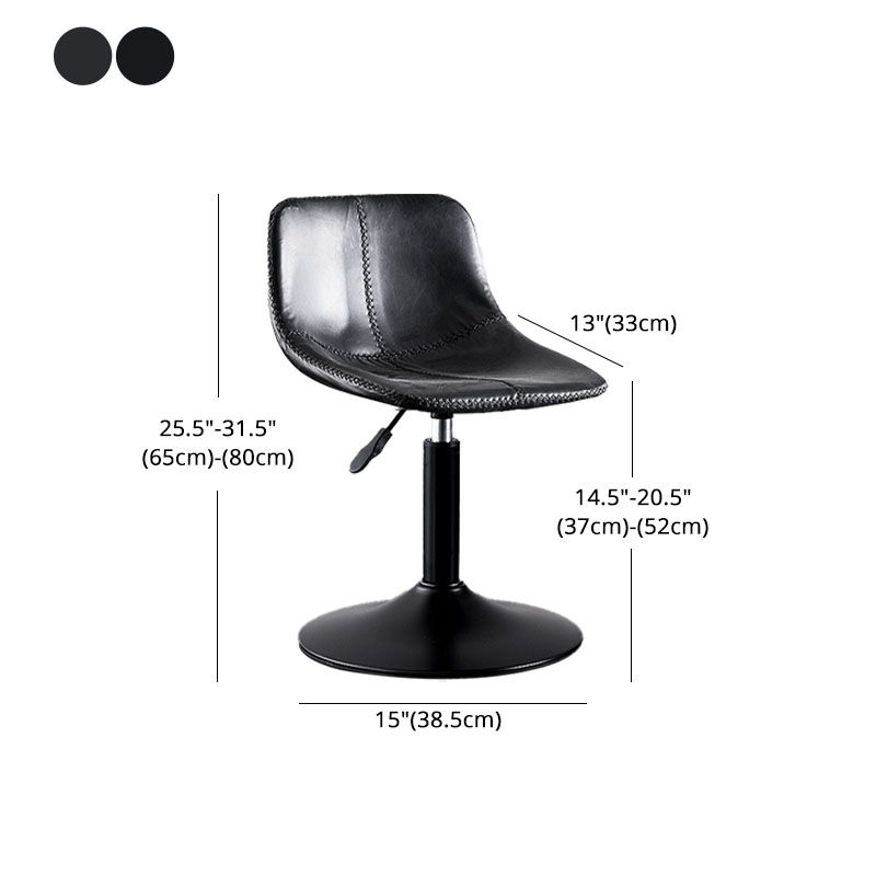 Contemporary Adjustable Height Home Stool Matte Finish Leather Barstool