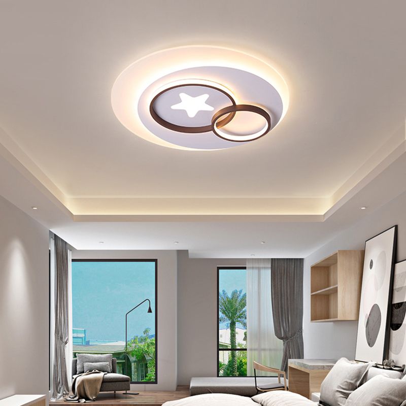 White Circles Flush Mount Lighting with Star Contemporary Led Indoor Flush Lamp in Warm/White, 16.5"/20.5"/24.5"/31" W