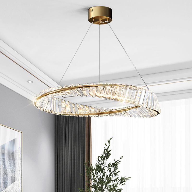 Postmodern Simplicity Round Hanging Chandelier Pendant Light Crystal Ceiling Lights Fixture for Restaurant