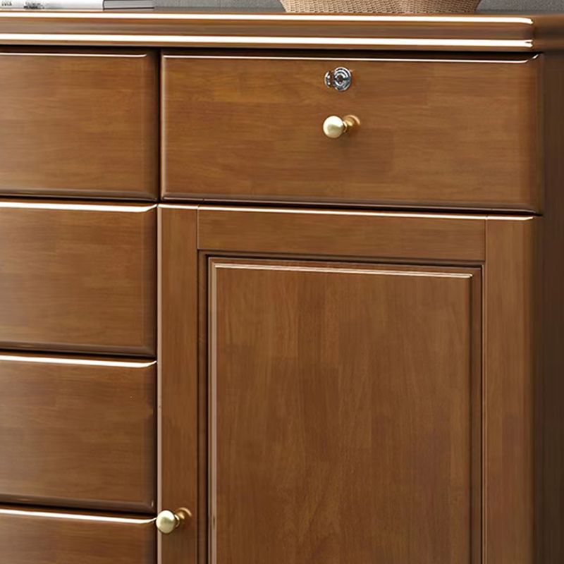 39.4" Tall Solid Wood Chest 6 - Drawer and 1 - Door Accent Cabinet