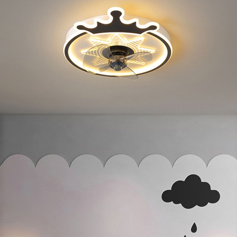 Kinderled semi -spoeling licht armatuur lusvormige plafondventilator lamp met acrylschaduw voor slaapkamer