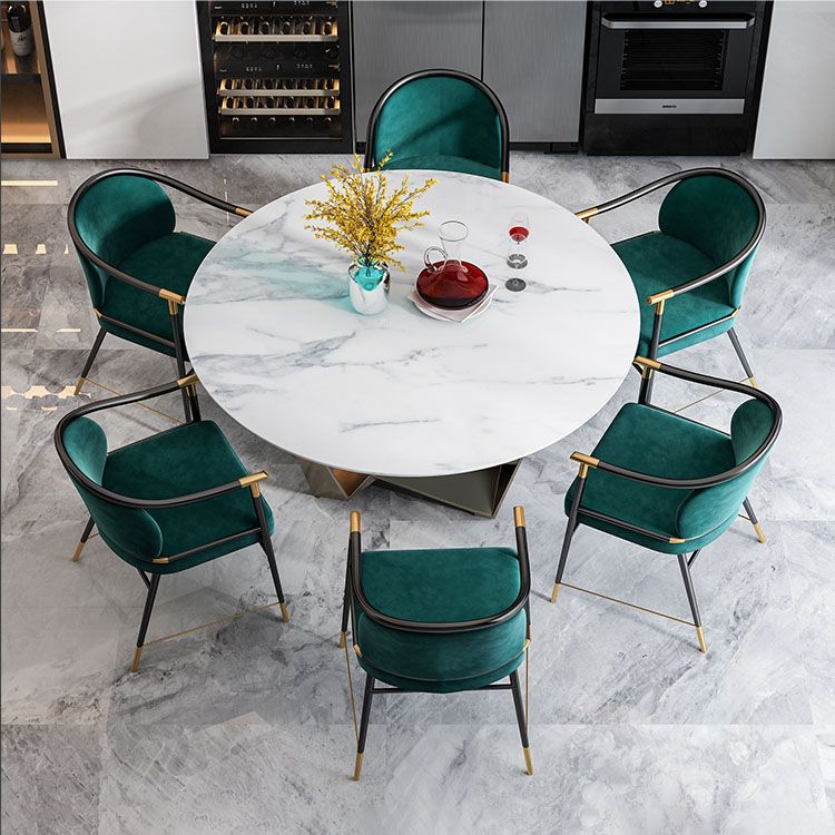 Nordic Style Velvet Dining Chair Metal Dining Arm Chairs for Restaurant Use