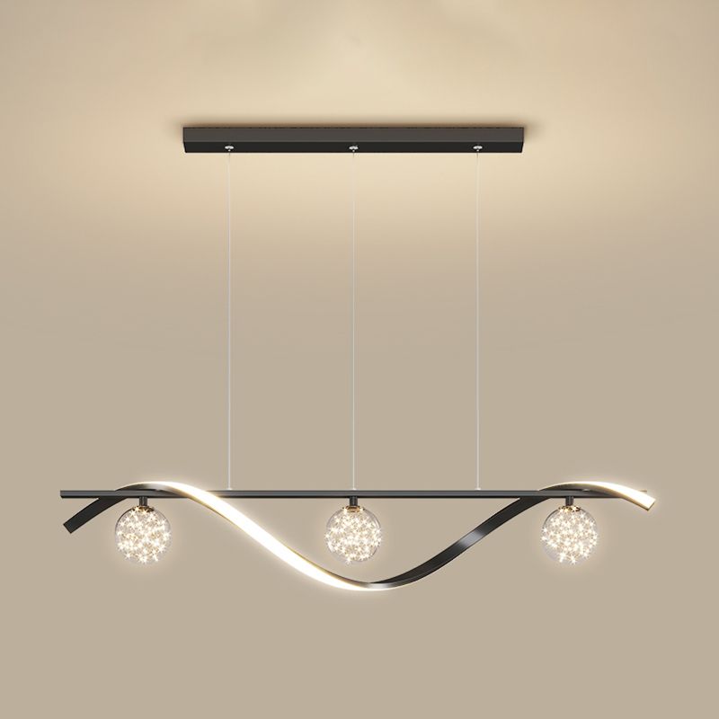 Nordic Light Luxury Simple Contemporary Style LED Hanging Island Pendant Light for Dining Room Bar