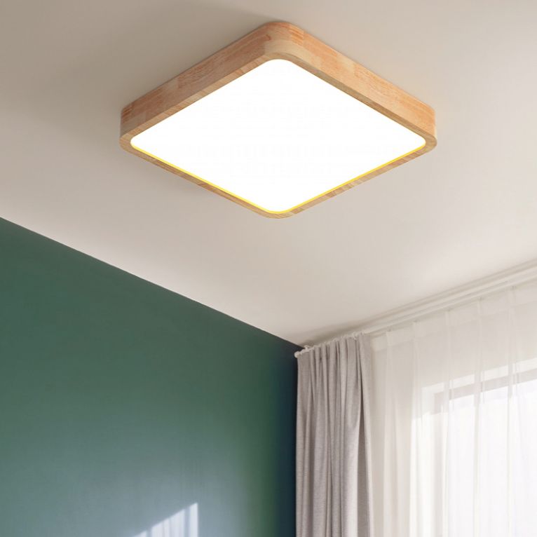 Bois Couleur Voyant Réel Ceiling Light in Modern Concise Style Plafond Fixture avec Shade Acrylique