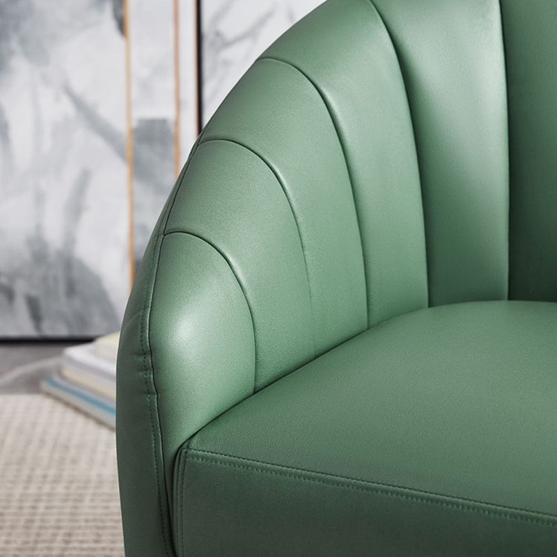 29.5" Wide Faux Leather Sewn Pillow Back Sponge Sloped Arms Barrel Chair