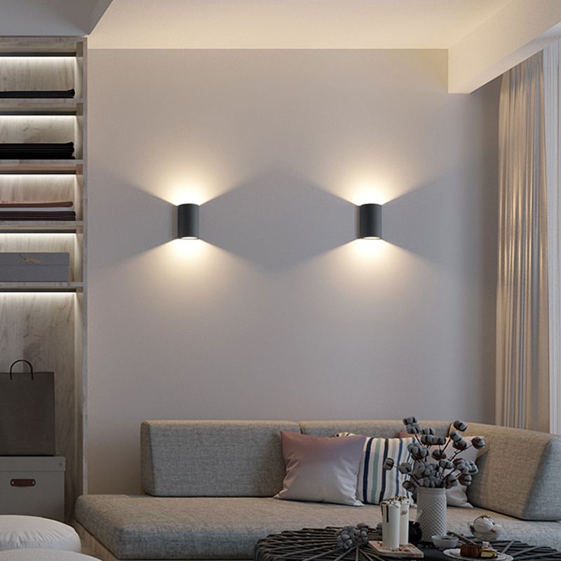 Modern Creative LED Wall Lamp Aluminium Cylindrical Waterproof Wall Light with Glass Shade