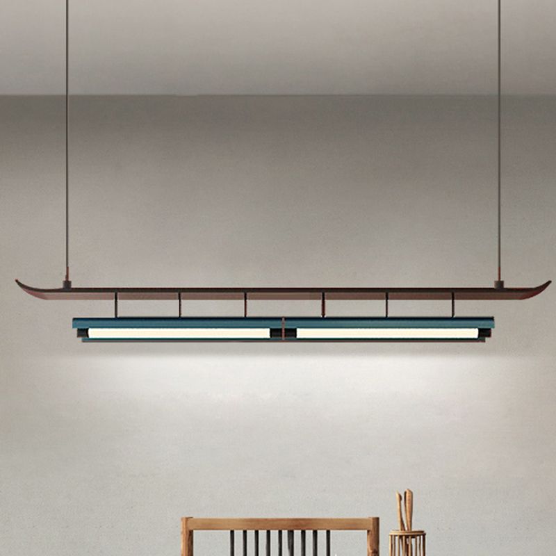 Holz linearer Deckenheize chinesische moderne Inselbeleuchtung für Bar