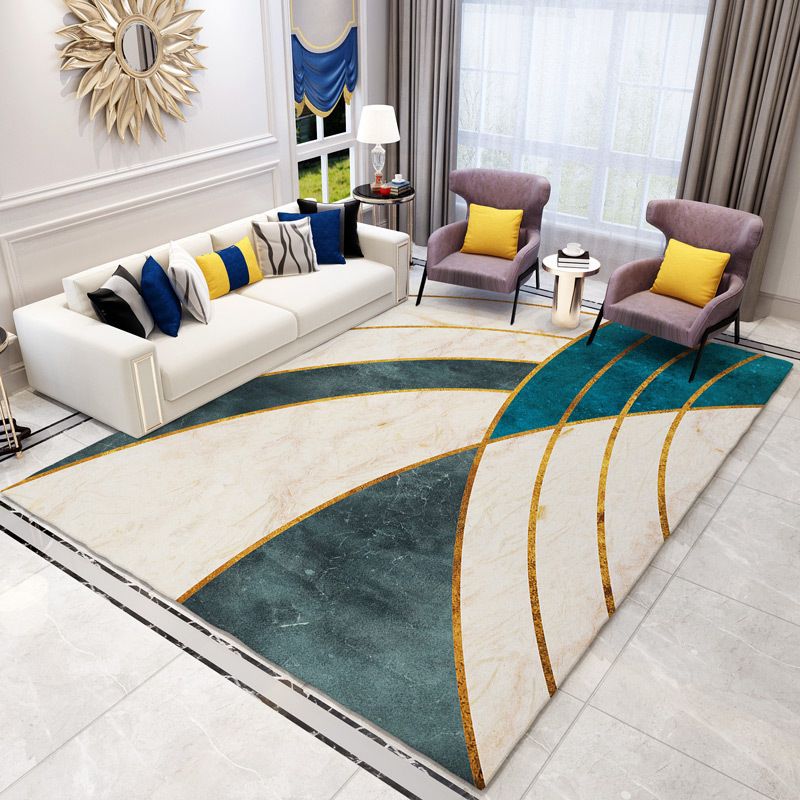 Brown Modern Rug Polyester Striped Rug Stain Resistant Rug for Living Room