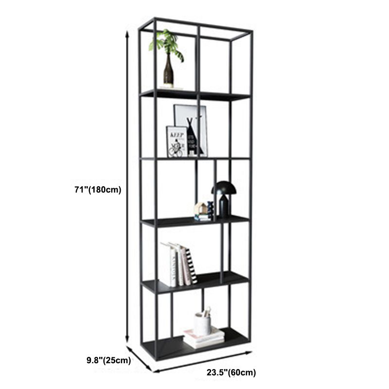 Modern Metal Bookshelf Black Etagere Open Shelf Bookcase in Burnish