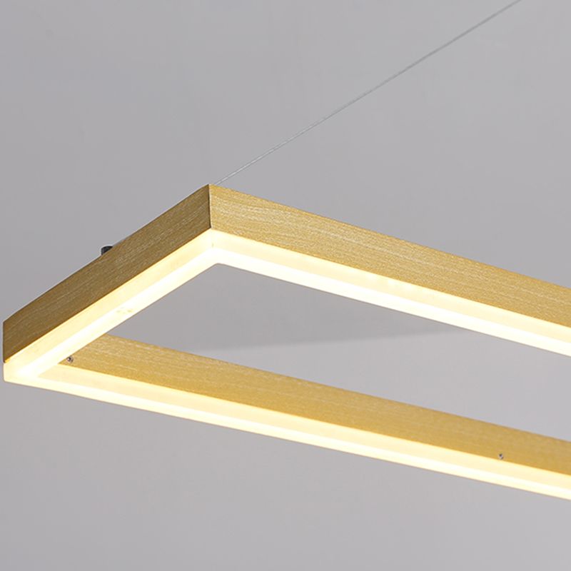 Rectangle island lighting Modern Kitchen Island Lighting Metal 1 Light Pendant Lighting in Gold