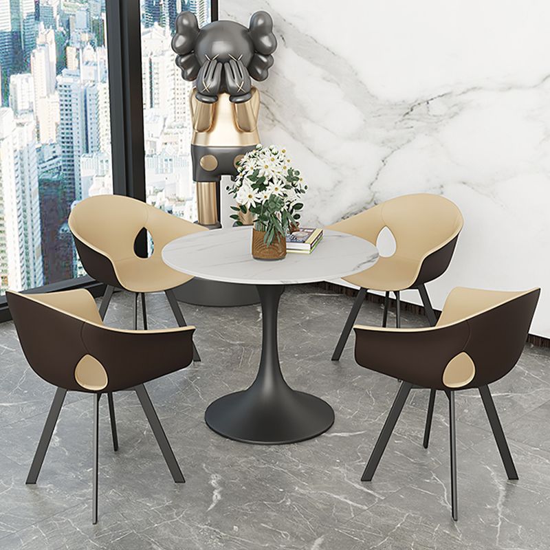 Modern 1/4/5 Pieces White Dining Set Round Sintered Stone Dining Table Set