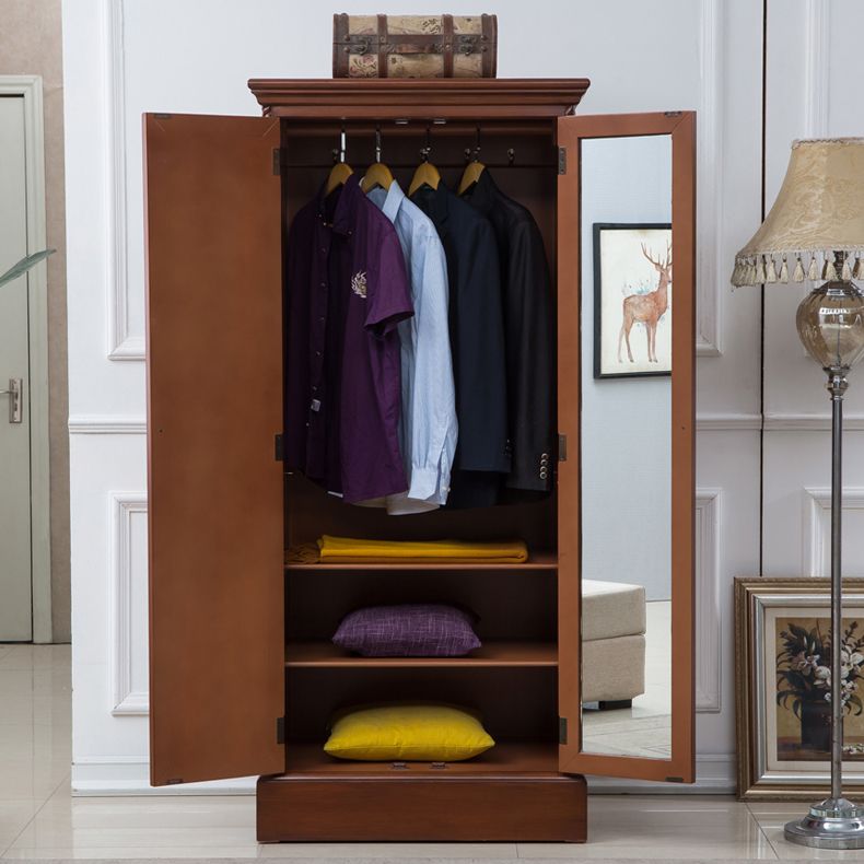 Birch Wardrobe Cabinet Traditional Hinged Wardrobe Armoire for Home