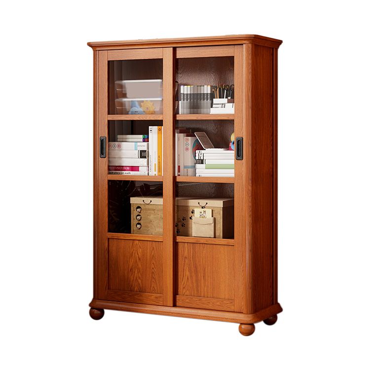 Scandinavian Brown Closed Back Shelf Bookcase Shelves Included for Home Office