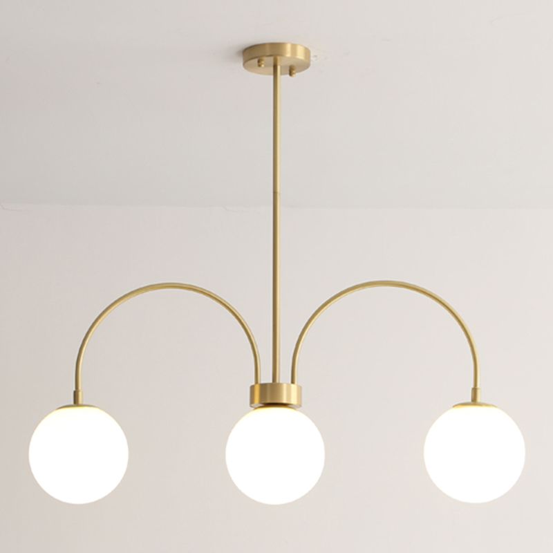 Luz de lámparas de lámpara de cobre modernas Luces colgantes de suspensión de 3 luces para sala de estar